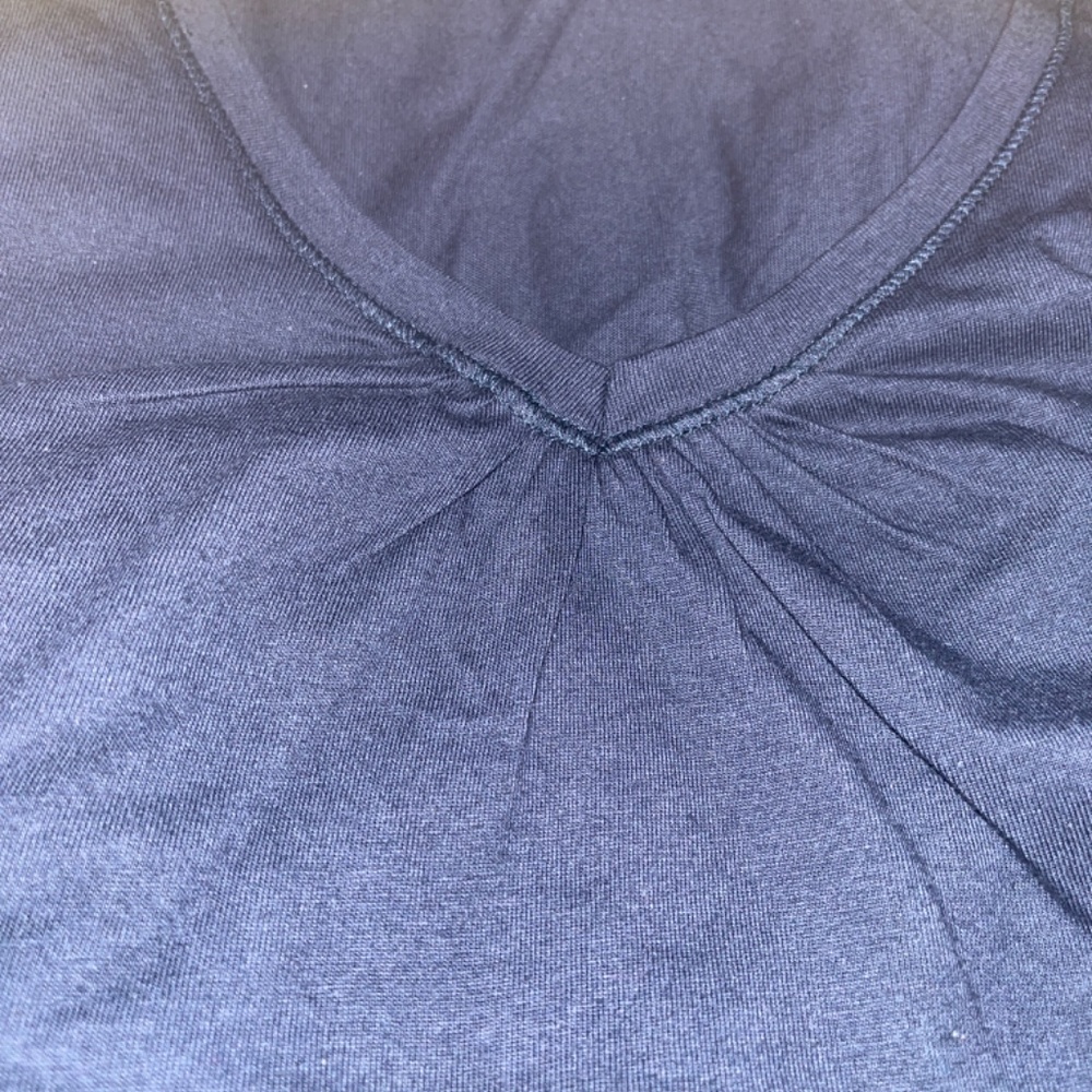 Evan's Cotton Gather V-Neck Navy Shirt Size 30/32 - Picture 4 of 4